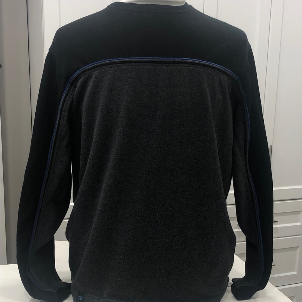 Point Zero Men’s Crewneck Sweater – Black, Gray & Blue – Size Large (42–44)
